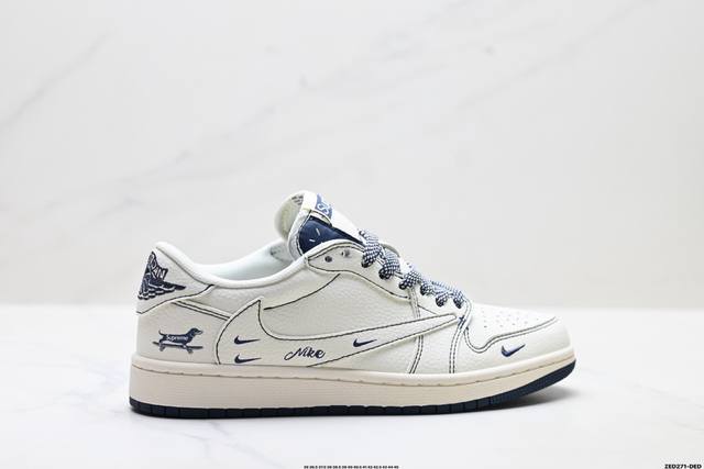 公司级Nike Air Jordan 1 X Travis Scott Aj1倒勾 乔一倒钩 ‘Diy’定制 耐克 低帮文化篮球鞋 完美品质出货 细节如图所示