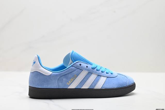 真标Adidas Originals Gazelle 阿迪达斯 三叶草休闲防滑耐磨低帮板鞋 鞋头出色设计 塑就出众贴合感 稳固的后跟贴合足部曲线设计 软弹舒适