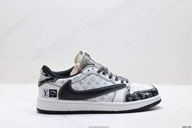 公司级Nike Air Jordan 1 X Travis Scott Aj1倒勾 乔一倒钩 ‘Diy’定制 耐克 低帮文化篮球鞋 完美品质出货 细节如图所示
