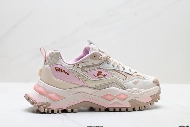 公司级Fila Fusion斐乐 Bianco硬糖 织物合成革 拼接减震防滑耐磨透气 低帮 老爹鞋 货号:T12W541005Fgc 尺码:35.5 36 36