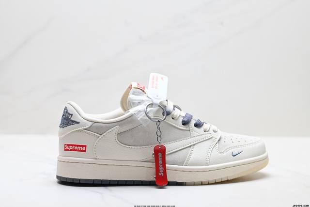 公司级Nike Air Jordan 1 X Travis Scott Aj1倒勾 乔一倒钩 ‘Diy’定制 耐克 低帮文化篮球鞋 完美品质出货 细节如图所示