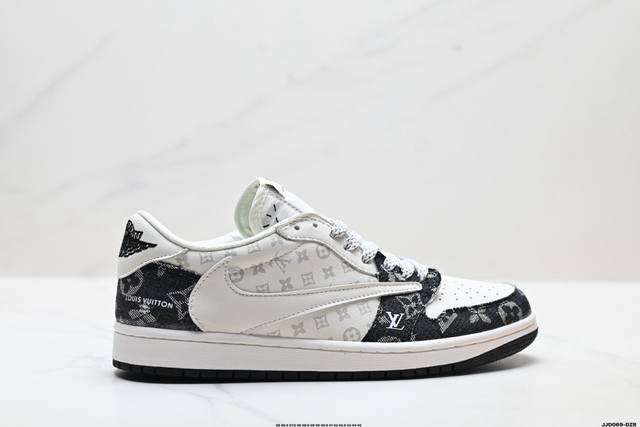 真标Nike Air Jordan 1 X Travis Scott Aj1倒勾 乔一倒钩 ‘Diy’定制 耐克 低帮文化篮球鞋 货号:Dm7866-008 尺