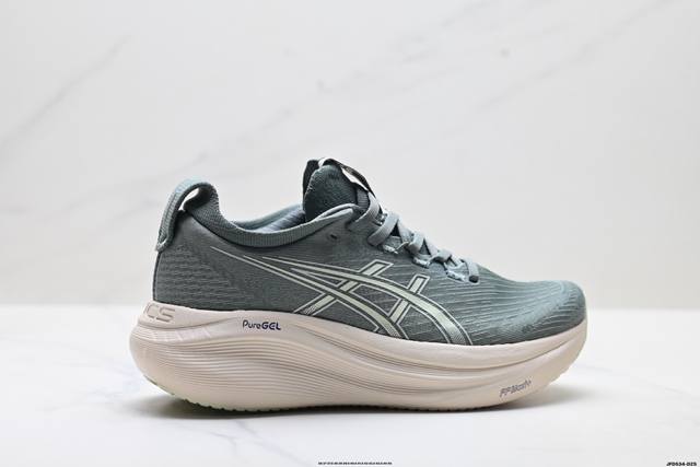 公司级Asics Gel-Nimbus 27 舒适防滑耐磨低帮休闲跑步鞋 鞋底采用了轻质发泡材料 并在后跟和前掌处采用了Asics亚瑟士核心科技-Gel缓震胶