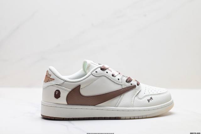 公司级Nike Air Jordan 1 X Travis Scott Aj1倒勾 乔一倒钩 ‘Diy’定制 耐克 低帮文化篮球鞋 完美品质出货 细节如图所示