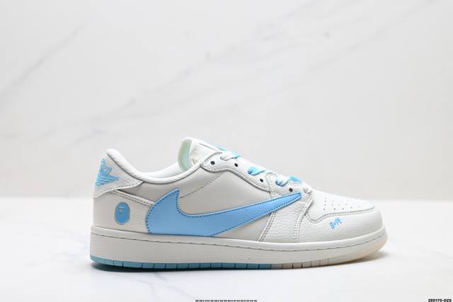 公司级Nike Air Jordan 1 X Travis Scott Aj1倒勾 乔一倒钩 ‘Diy’定制 耐克 低帮文化篮球鞋 完美品质出货 细节如图所示