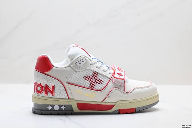 公司级Louis Vuitton Trainer Sneaker Low 路易威登 休闲运动文化百搭板鞋 舒适防滑底和百搭性霸屏整个时尚娱乐圈 细节调整完美主义