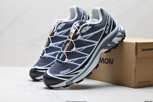 公司级Salomon萨洛蒙 Xt-6 户外越野跑鞋 鞋面采用Sensifit贴合技术 全方位贴合包裹脚型 鞋跟部鞋底牵引设计 提供强大的抓地性能 更适应野外崎岖