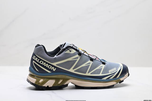 公司级Salomon萨洛蒙 Xt-6 户外越野跑鞋 鞋面采用Sensifit贴合技术 全方位贴合包裹脚型 鞋跟部鞋底牵引设计 提供强大的抓地性能 更适应野外崎岖
