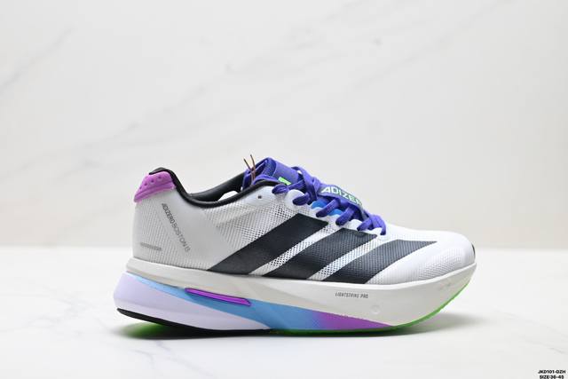 公司级Adidas Adizero Boston 13 阿迪达斯 透气网眼竞速跑鞋Boost 缓震底 运动鞋 后跟加厚 呵护脚后跟 立体保护软绵鞋口 轻松穿脱不