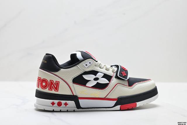 公司级Louis Vuitton Trainer Sneaker Low 路易威登 休闲运动文化百搭板鞋 舒适防滑底和百搭性霸屏整个时尚娱乐圈 细节调整完美主义
