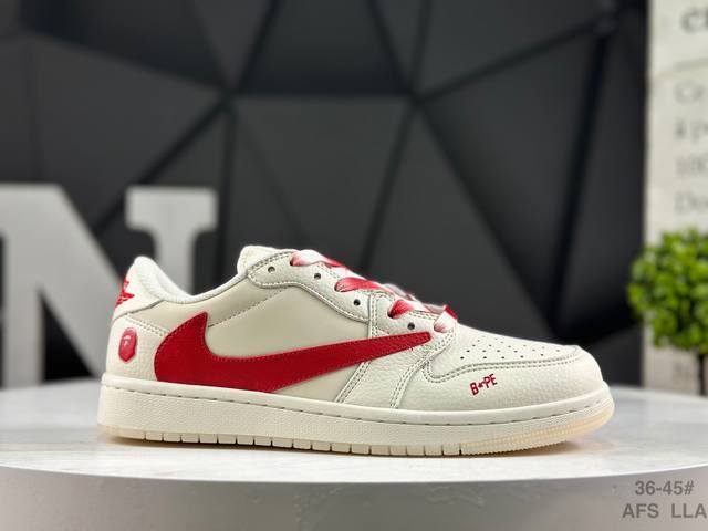 公司级带半码 耐克 Aj1倒勾Travis Scott X Air Jordan 1 ” Reverse Mocha “ Aj1乔1 Ts 联名倒钩 低帮文化篮