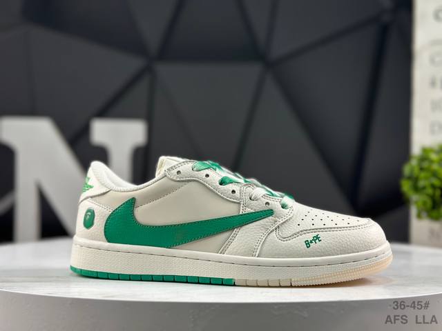 公司级带半码 耐克 Aj1倒勾Travis Scott X Air Jordan 1 ” Reverse Mocha “ Aj1乔1 Ts 联名倒钩 低帮文化篮