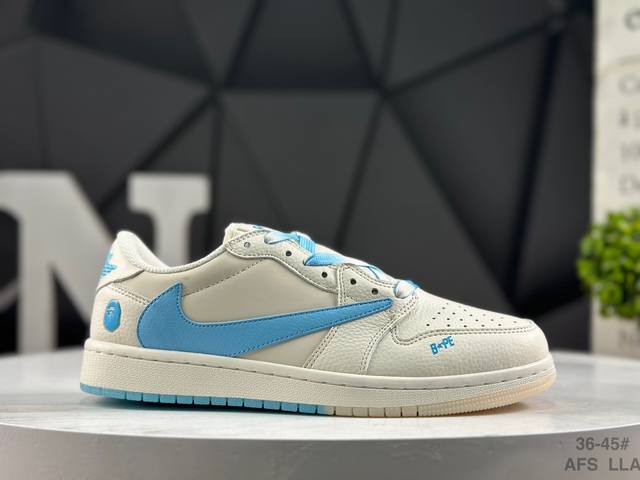 公司级带半码 耐克 Aj1倒勾Travis Scott X Air Jordan 1 ” Reverse Mocha “ Aj1乔1 Ts 联名倒钩 低帮文化篮