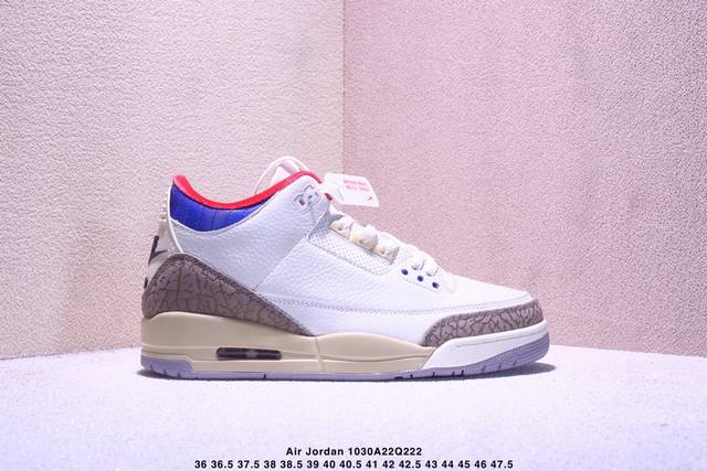 Jordan Air Jordan 3 Retro Og Sp “White Sport Royal”舒适百搭 防滑耐磨 中帮 篮球鞋 男女款 白蓝红 Xm10