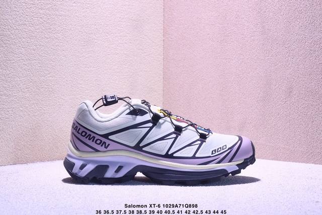 公司级Salomon萨洛蒙 Xt-6 户外越野跑鞋 鞋面采用Sensifit贴合技术 全方位贴合包裹脚型 鞋跟部鞋底牵引设计 提供强大的抓地性能 更适应野外崎岖
