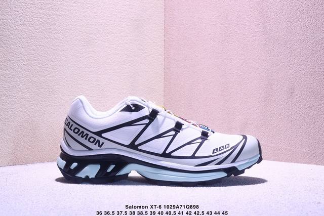 公司级Salomon萨洛蒙 Xt-6 户外越野跑鞋 鞋面采用Sensifit贴合技术 全方位贴合包裹脚型 鞋跟部鞋底牵引设计 提供强大的抓地性能 更适应野外崎岖