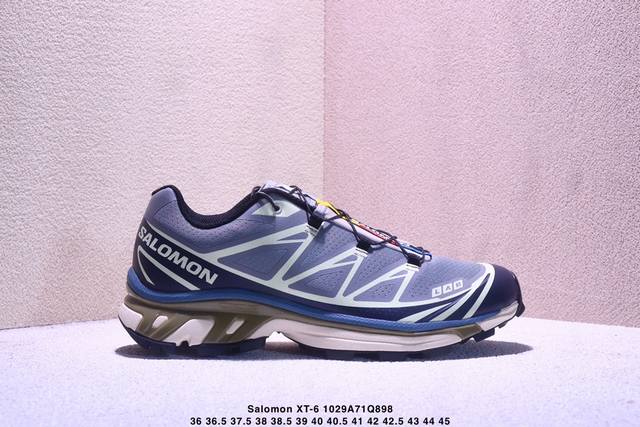 公司级Salomon萨洛蒙 Xt-6 户外越野跑鞋 鞋面采用Sensifit贴合技术 全方位贴合包裹脚型 鞋跟部鞋底牵引设计 提供强大的抓地性能 更适应野外崎岖