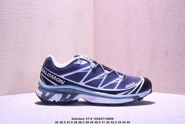 公司级Salomon萨洛蒙 Xt-6 户外越野跑鞋 鞋面采用Sensifit贴合技术 全方位贴合包裹脚型 鞋跟部鞋底牵引设计 提供强大的抓地性能 更适应野外崎岖