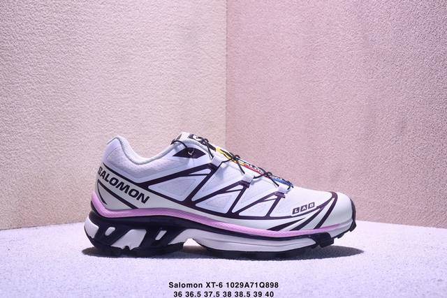 公司级Salomon萨洛蒙 Xt-6 户外越野跑鞋 鞋面采用Sensifit贴合技术 全方位贴合包裹脚型 鞋跟部鞋底牵引设计 提供强大的抓地性能 更适应野外崎岖