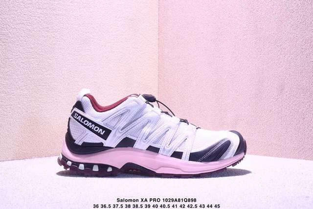 真标Salomon萨洛蒙 Xa Pro 3D户外越野跑鞋 鞋面采用Sensifit贴合技术 全方位贴合包裹脚型 鞋跟部鞋底牵引设计 提供强大的抓地性能 更适应野