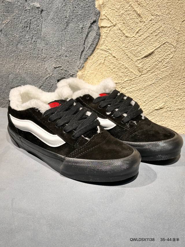 Vans Knu-Skool Vr3 Lx 面包鞋 黑红拼接低帮复古休闲硫化板鞋 Vn0009Qcknu #肥胖版大Logo Qwldsx1138
