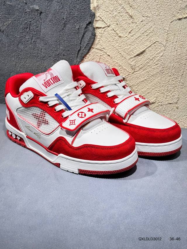 新品上市实拍 全新Lv路易威登Louis Vuitton Trainer Sneaker Low休闲运动文化百搭篮球板鞋Qxldld3012
