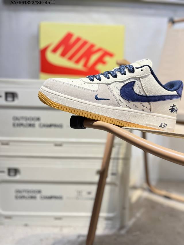 斯图西 X Nk Air Force 1'07 Low 空军一号低帮休闲板鞋 #定制皮料 原楦原纸板 纯正空军版型 高清洁度 内置全掌气垫Js8028 Aa76