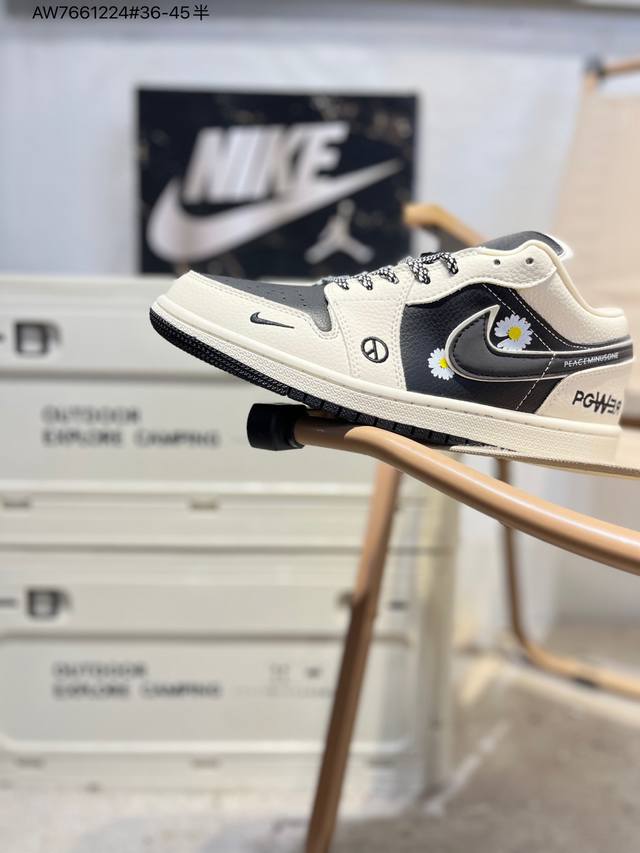 公司级头层皮小雏菊 X 乔丹Air Jordan 1 Low Aj1低帮系列篮球鞋 官方同步配色 原装级产物 #拒绝公底 立体鞋型 细节完美 高清洁度Lj202