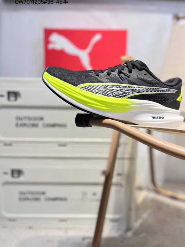 Puma Deviate Nitro 2轻量跑鞋 公司级Puma Deviate Nitro 2舒适防滑耐磨 低帮 休闲跑步鞋 男女款黑白色 货号：378449