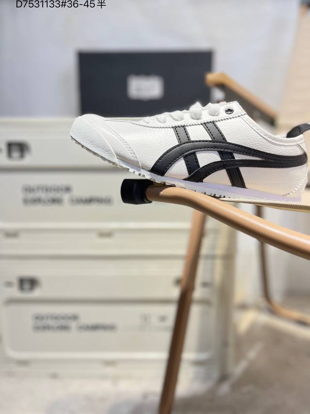 Onitsuka Tiger Mexico 66 Sd 鬼冢虎 墨西哥升级版系列低帮复古经典虎爪百搭休闲 皮革慢跑鞋 采用软质粒面牛剖革组合翻毛皮饰条鞋面材质D