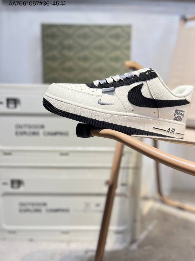 纯原头层版本古驰X Nk Air Force 1'07 Low 空军一号低帮休闲板鞋 #定制皮料 原楦原纸板 纯正空军版型 高清洁度 内置全掌气垫Xd2588