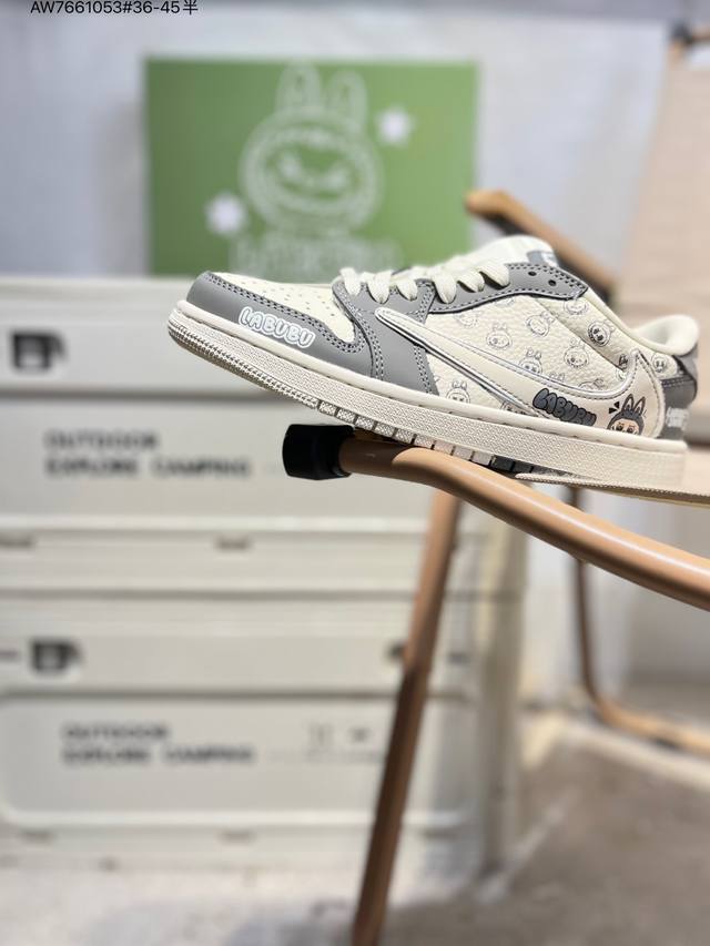 公司级头层皮拉布布 X 乔丹Air Jordan 1 Low Aj1低帮系列篮球鞋 官方同步配色 原装级产物 #拒绝公底 立体鞋型 细节完美 高清洁度Ld202