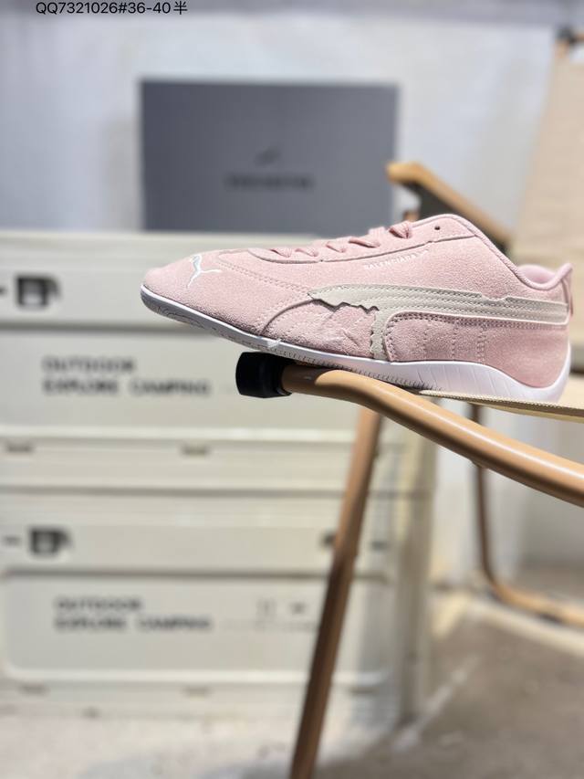 Puma 彪马 X Balenciaga巴黎世家 Speedcat 系列 薄底鞋 牛皮绒面革 圆头做旧磨损 低帮 生活休闲鞋 极速赛车系列 复古运动休闲跑鞋 充