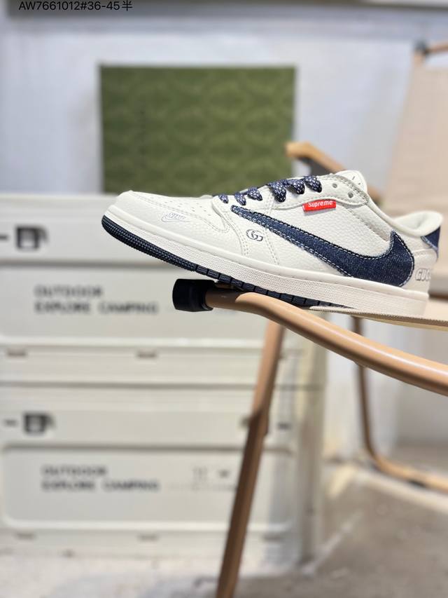 公司级头层皮古驰 X 乔丹Air Jordan 1 Low Aj1低帮系列篮球鞋 官方同步配色 原装级产物 #拒绝公底 立体鞋型 细节完美 高清洁度Jw1188