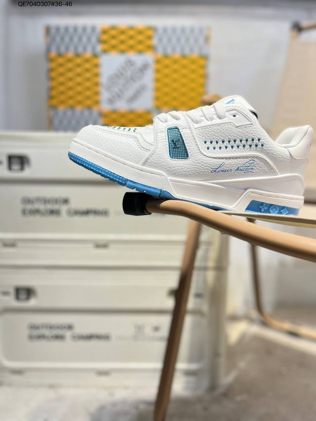 路易威登 Louis Vuitton Lv路易威登板鞋 新款 Lv Trainer最新配色运动鞋 L家 篮球鞋风格运动鞋 该鞋由艺术总监 Virgil Ablo