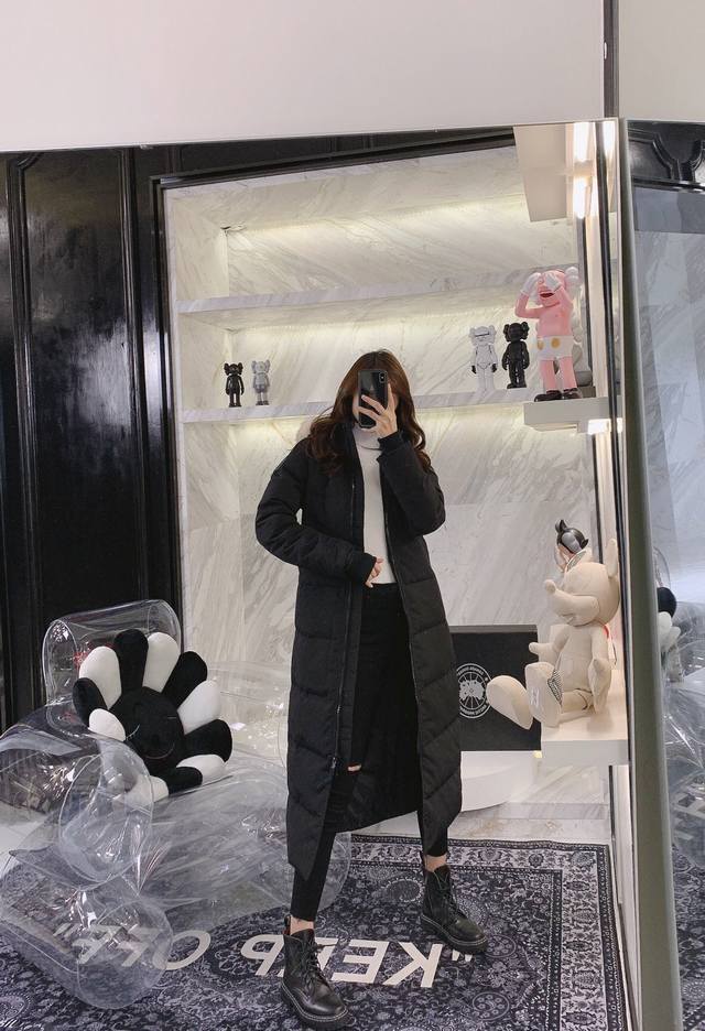 渠道优势，支持代发！ 外贸保真版：大鹅22款 黑标黑 Canada Goose 加拿大鹅 Mystique Parka长款女款羽绒服，Size：Xs S M L