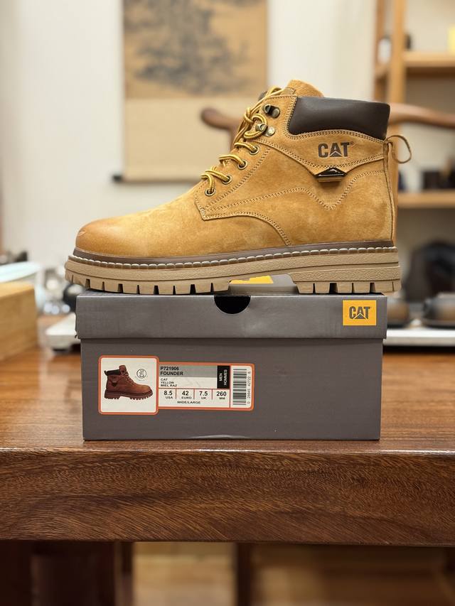 新货#Cat卡特 硬汉推土机品牌经典百搭户外休闲大黄靴系列 广东大厂品质 秋冬新款 常年主打 时尚潮流搭配 面料釆用意大利进口磨砂牛皮 全鞋真牛皮材料 大底到五