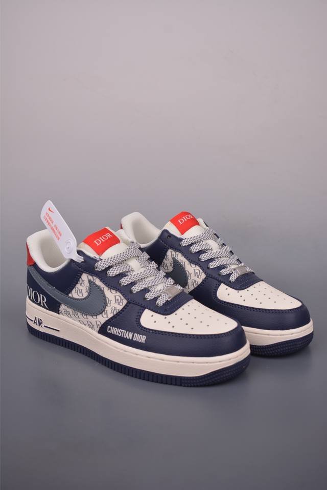 Nike Air Force 1 Low Dior联名 原楦头原纸板 打造纯正空军版型 专注外贸渠道 全掌内置蜂窝气垫 原盒配件 原厂中底钢印、拉帮完美 官方货