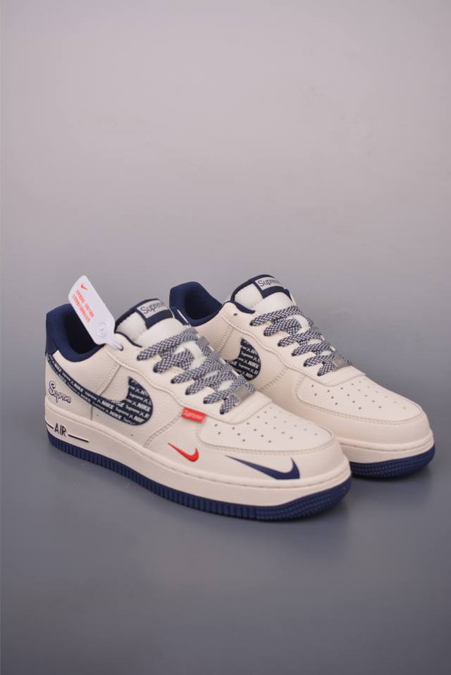 Nike Air Force 1 Low Supreme联名 原楦头原纸板 打造纯正空军版型 专注外贸渠道 全掌内置蜂窝气垫 原盒配件 原厂中底钢印、拉帮完美