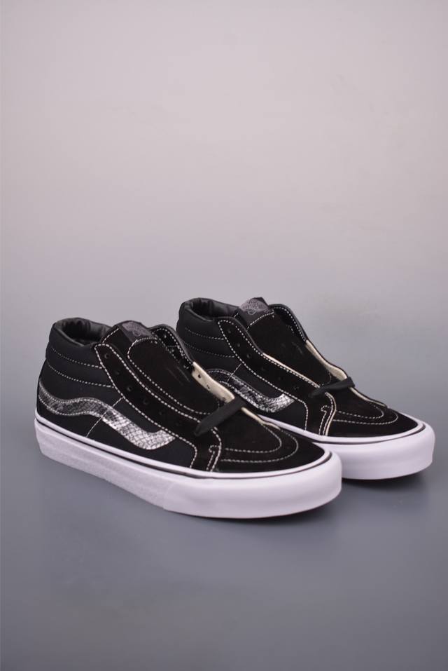 Vans Sk8-Mid Reissue Sf 范斯官方 侧边蛇纹饰条帆布滑板鞋 尺码：35 36 36.5 37 38 38.5 39 40 40.5 41