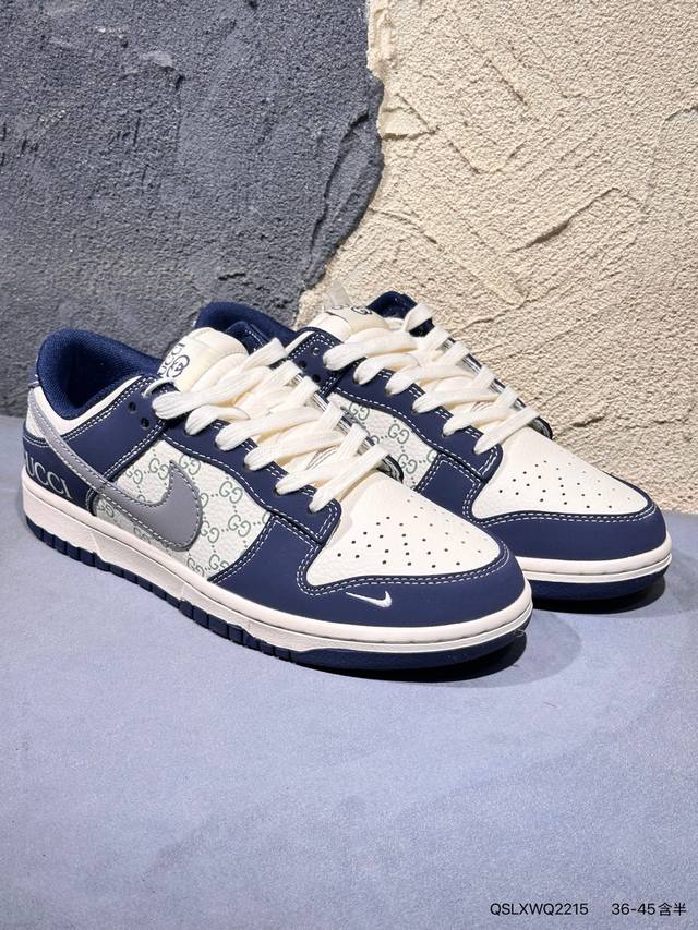 新品上市实拍 高端定制Nike Sb Dunk Low 古驰联名--- 牛仔布黑白 高端定制 低帮休闲板鞋 定制鞋盒 大厂纯原品质出货 超高清洁度 皮料切割干净