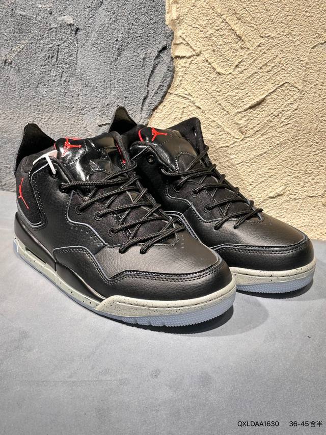 新品上市实拍 2 Air Jordan Courtside 23 黑白紫 Aj23 乔丹23代 Aj23 乔23 黑紫 小藤原浩 乔丹篮球鞋系列 整体采用黑白主