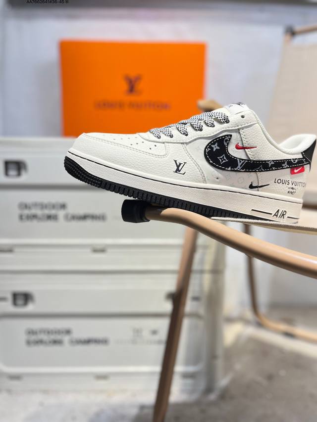 Lv X Nk Air Force 1'07 Low 空军一号低帮休闲板鞋 #定制皮料 原楦原纸板 纯正空军版型 高清洁度 内置全掌气垫Mz9588 Aa766