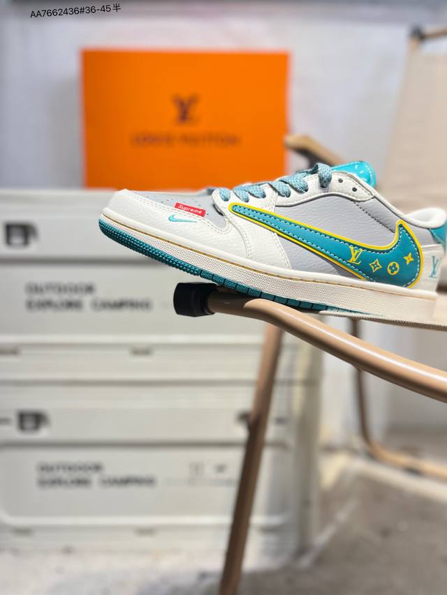 公司级头层皮Lv X 乔丹Air Jordan 1 Low Aj1低帮系列篮球鞋 官方同步配色 原装级产物 #拒绝公底 立体鞋型 细节完美 高清洁度Zy1618