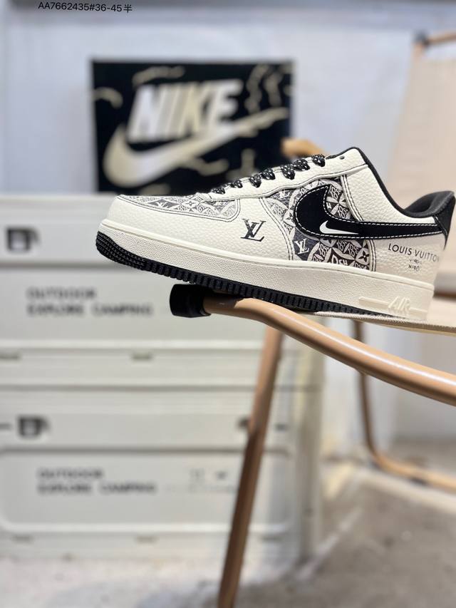 Lv X Nk Air Force 1'07 Low 空军一号低帮休闲板鞋 #定制皮料 原楦原纸板 纯正空军版型 高清洁度 内置全掌气垫Kj1688 Aa766