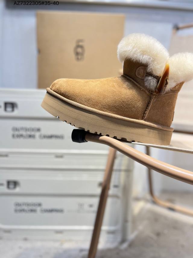 Ugg 百搭单品 秋冬新品,进口隆丰一级羊皮毛一体 代购专供品质 高弹Modern中底 外置防滑大底 套脚抽绳设计 穿脱十分方便 采用Tpu模压定型翻毛皮鞋面材