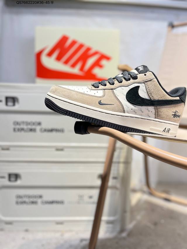 斯图西 X Nk Air Force 1'07 Low 空军一号低帮休闲板鞋 #定制皮料 原楦原纸板 纯正空军版型 高清洁度 内置全掌气垫Xz6188 Qs76