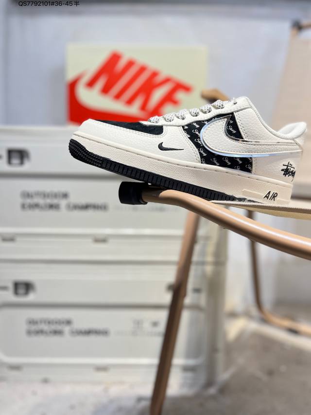 斯图西 X Nk Air Force 1'07 Low 空军一号低帮休闲板鞋 #定制皮料 原楦原纸板 纯正空军版型 高清洁度 内置全掌气垫Xz6188 Qs77