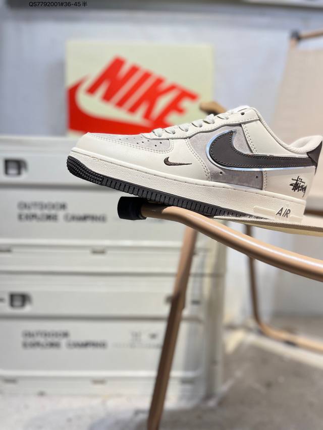斯图西 X Nk Air Force 1'07 Low 空军一号低帮休闲板鞋 #定制皮料 原楦原纸板 纯正空军版型 高清洁度 内置全掌气垫Xz6188 Qs77