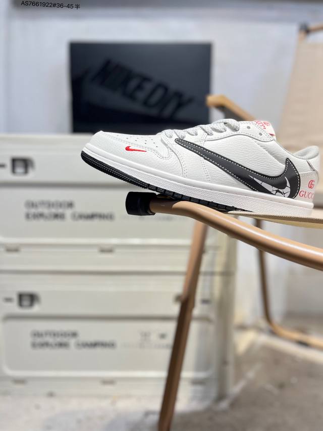 公司级头层皮古驰 X 乔丹Air Jordan 1 Low Aj1低帮系列篮球鞋 官方同步配色 原装级产物 #拒绝公底 立体鞋型 细节完美 高清洁度Dz5899